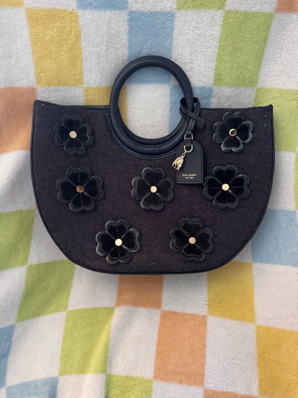 kate spade on purpose Floral Appliqué Rounded Tote